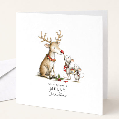Christmas Card Pack of 6 | Cute Mouse & Reindeer Designs | Assorted Christmas Cards | No Personalisation