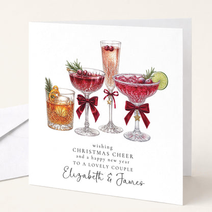 Personalised Christmas Cheer Card for a lovely couple with Names UK Festive Drinks
