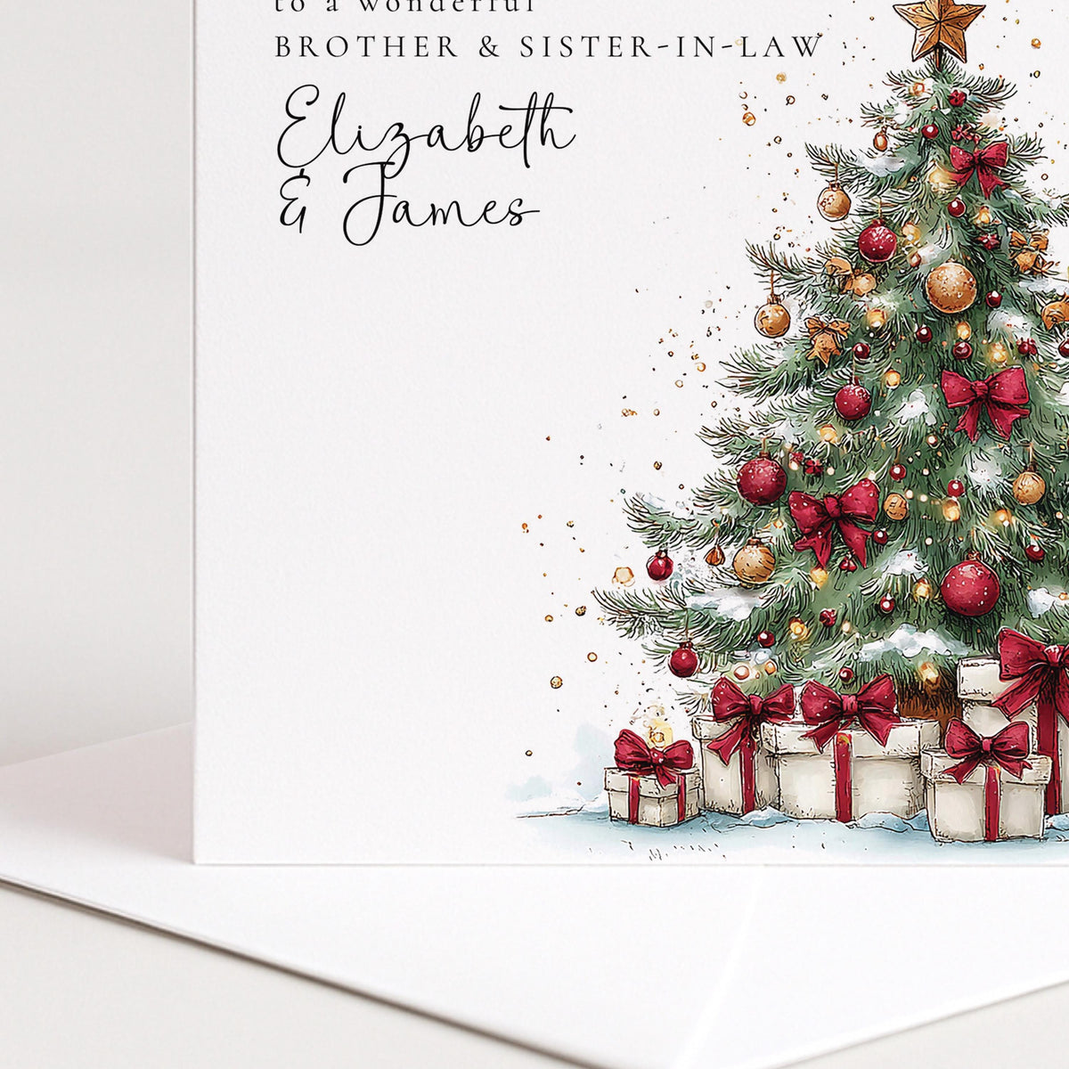 Personalised Christmas Card for Brother and Sister-in-Law , Christmas Tree Design , Custom Names Card