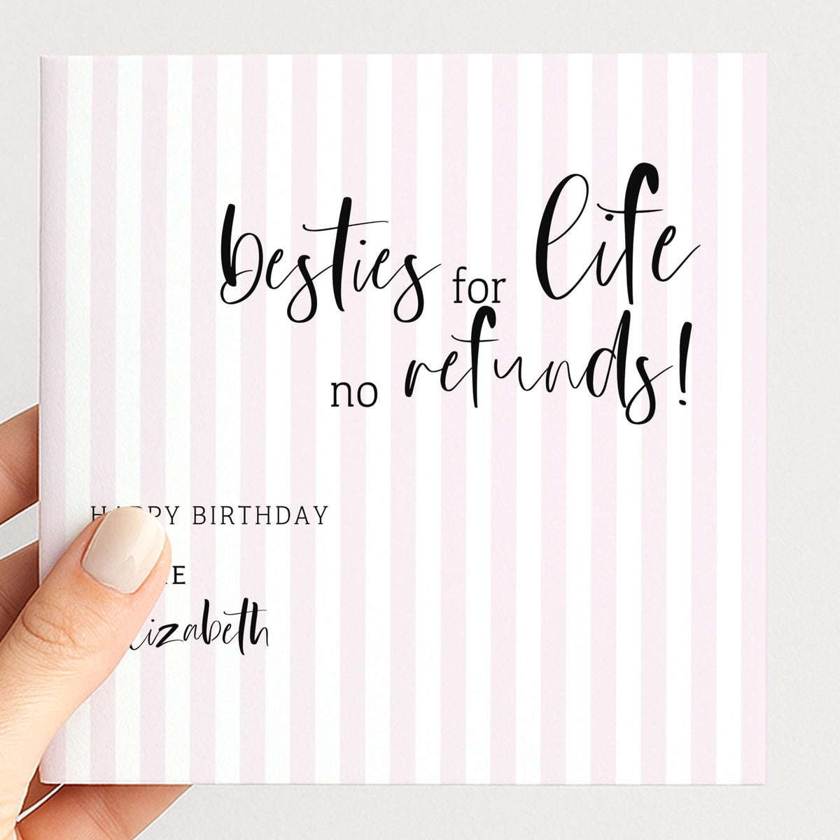 Personalised Bestie Birthday Card, Besties For Life No Refunds, Funny Best Friend Birthday Card, Custom Name Card For Her