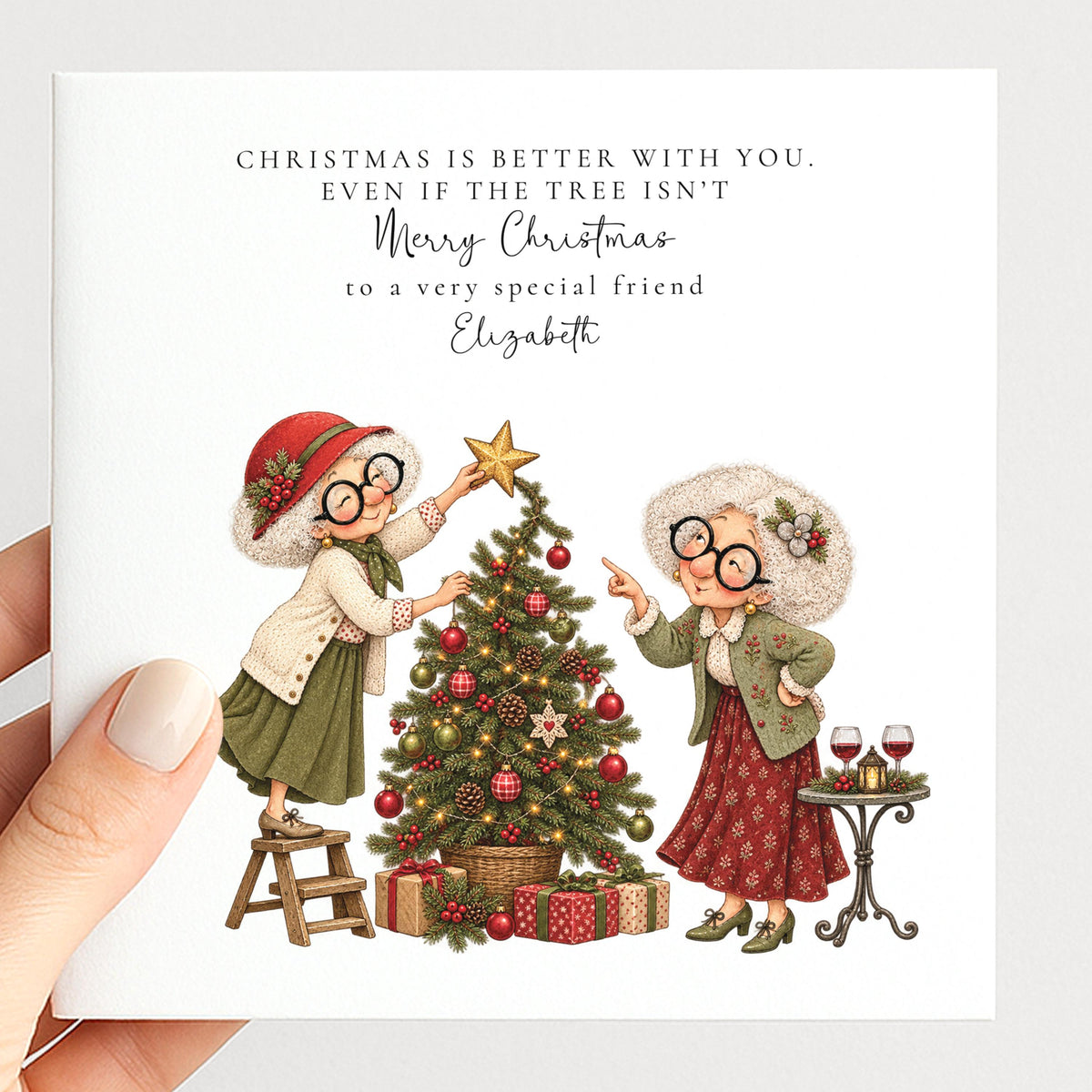 Personalised Best Friend Christmas Card, Funny Friend Christmas Card, Custom Name Card, Christmas Is Better With You