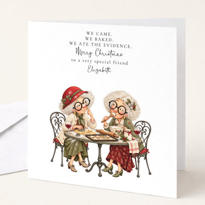 Personalised Best Friend Christmas Card, We Baked We Ate The Evidence, Funny Custom Name Card