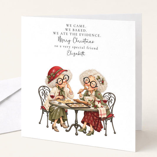 Personalised Best Friend Christmas Card, We Baked We Ate The Evidence, Funny Custom Name Card