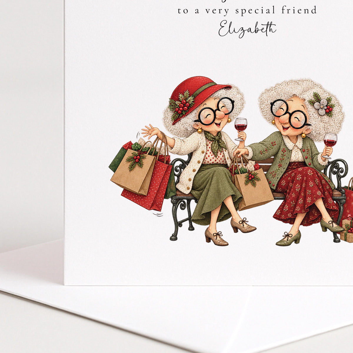Personalised Best Friend Christmas Card, One More Shop Then Wine, Funny Custom Name Card