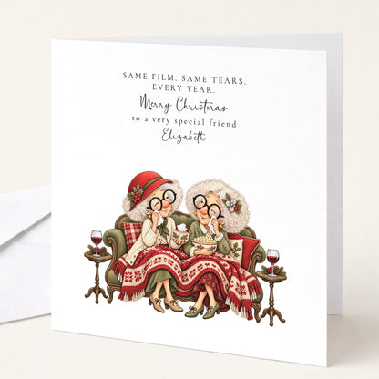 Personalised Best Friend Christmas Card, Same Film Same Tears Every Year, Custom Name Card