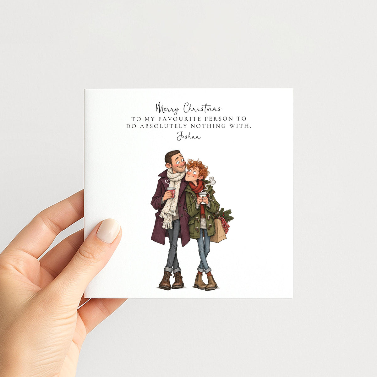 Personalised Boyfriend Christmas Card, Favourite Person To Do Nothing With, Custom Name Card