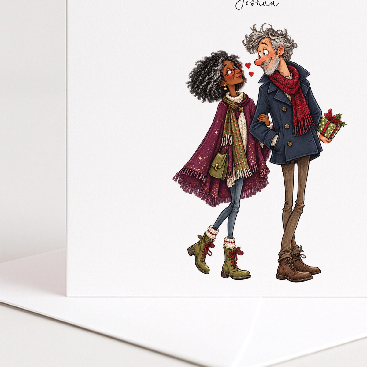 Personalised Husband Christmas Card, Still Thinks He Can Surprise Me, Black Couple Custom Name