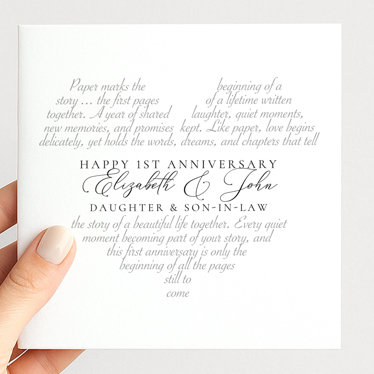 Personalised 1st Anniversary Card Daughter and Son In Law, First Anniversary Card From Parents, Paper Anniversary Card Couple