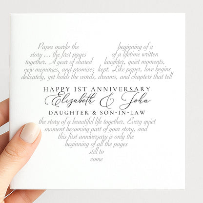 Personalised 1st Anniversary Card Daughter and Son In Law, First Anniversary Card From Parents, Paper Anniversary Card Couple