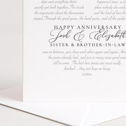 Personalised Anniversary Card, Sister & Brother-in-Law, Wedding Anniversary Custom Names Card