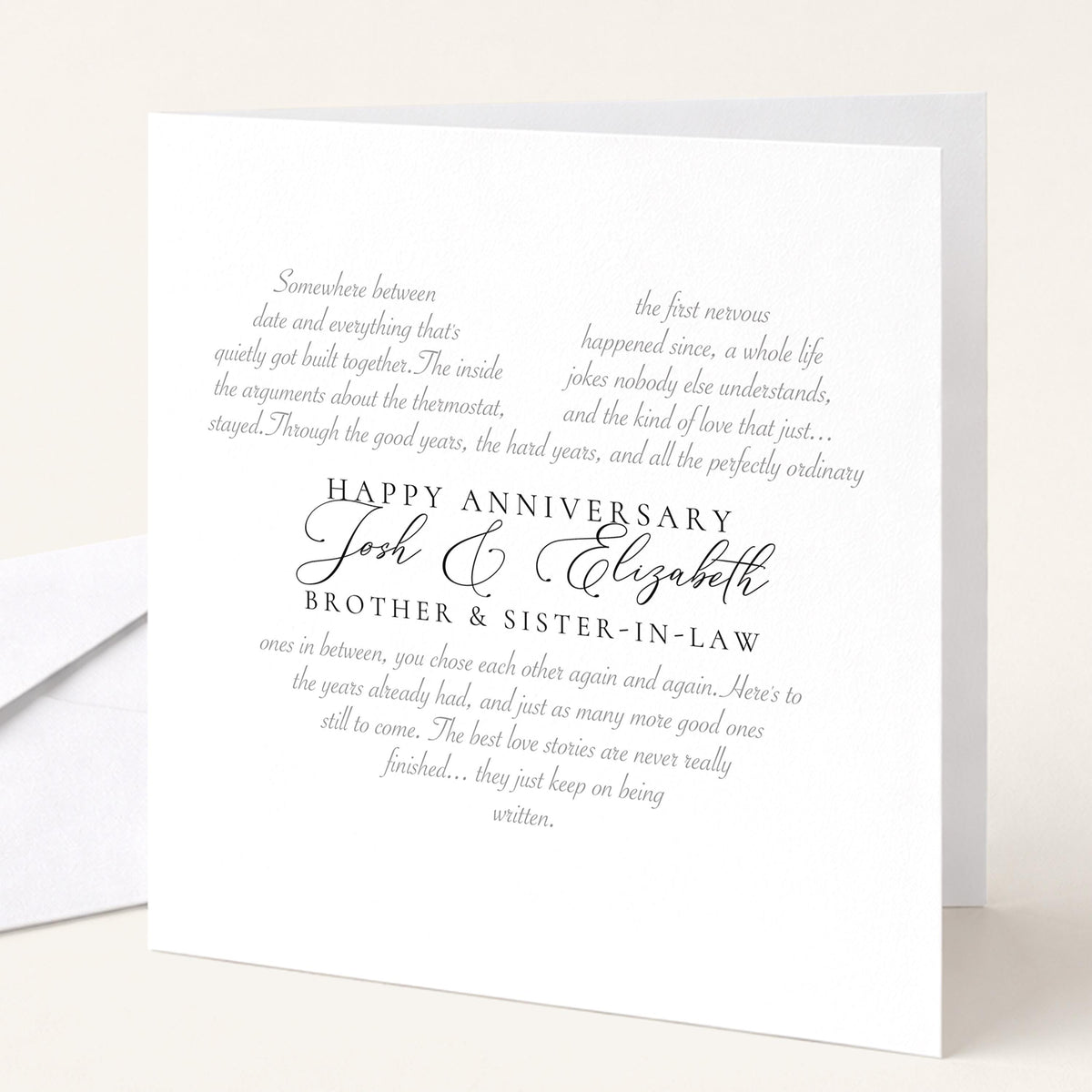 Personalised Anniversary Card, Brother & Sister-in-Law, Wedding Anniversary Custom Names Card