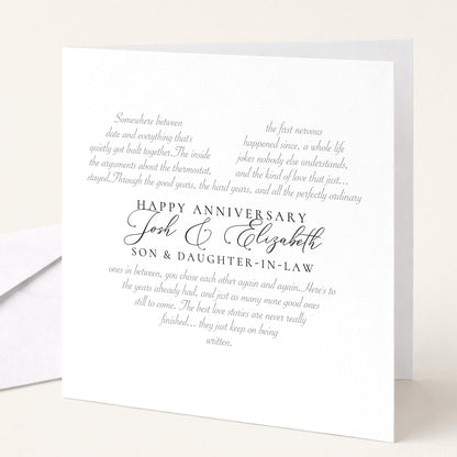 Personalised Anniversary Card, Son & Daughter-in-Law, Wedding Anniversary Custom Names Card
