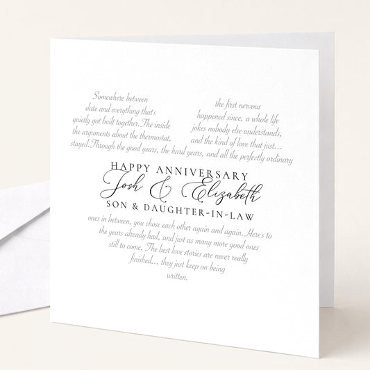 Personalised Anniversary Card, Son & Daughter-in-Law, Wedding Anniversary Custom Names Card