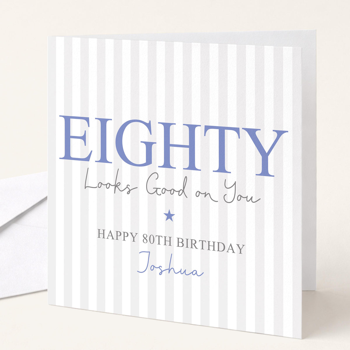 Personalised 80th Birthday Card For Him, Eighty Looks Good On You, Ageless Eighty Custom Name Birthday Card