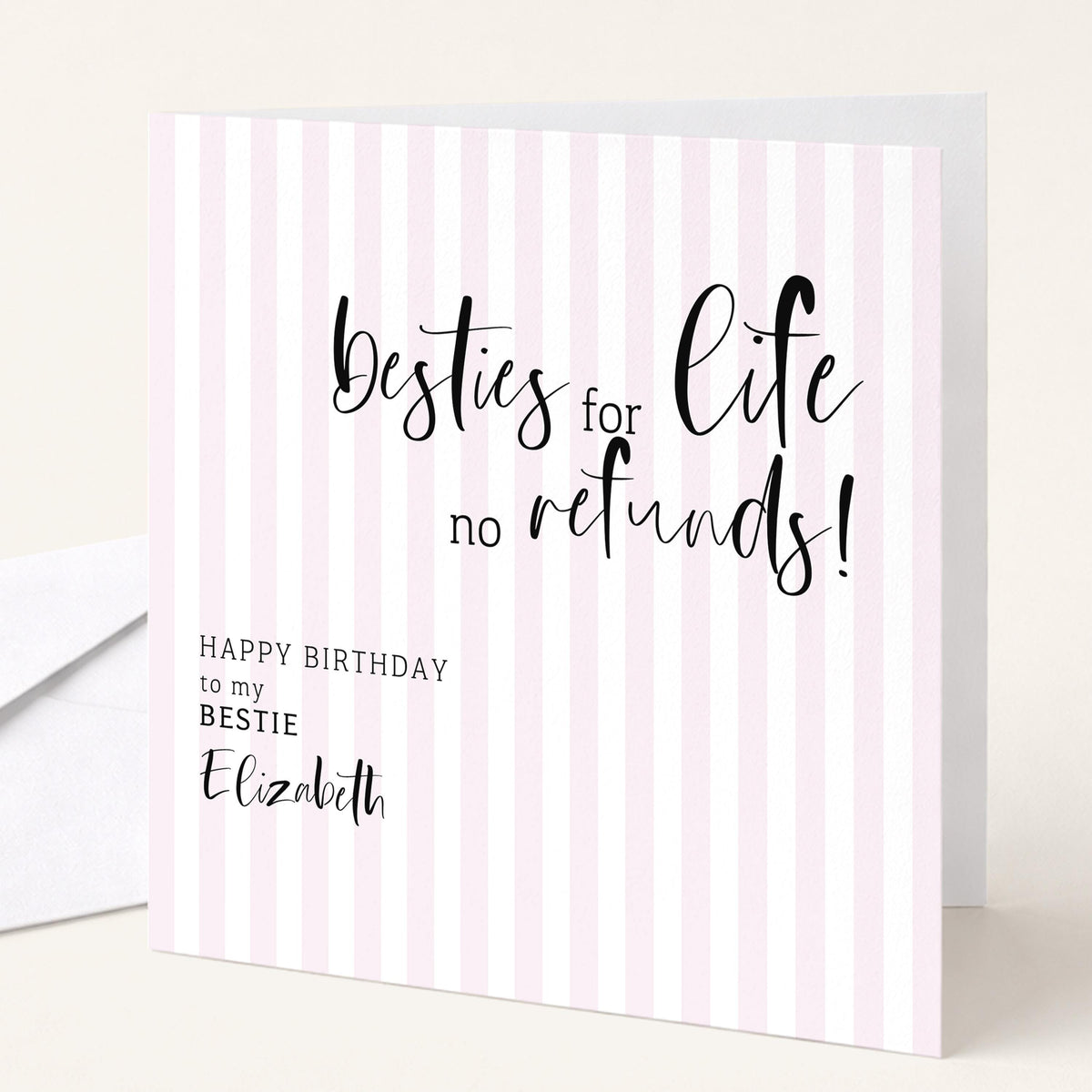 Personalised Bestie Birthday Card, Besties For Life No Refunds, Funny Best Friend Birthday Card, Custom Name Card For Her
