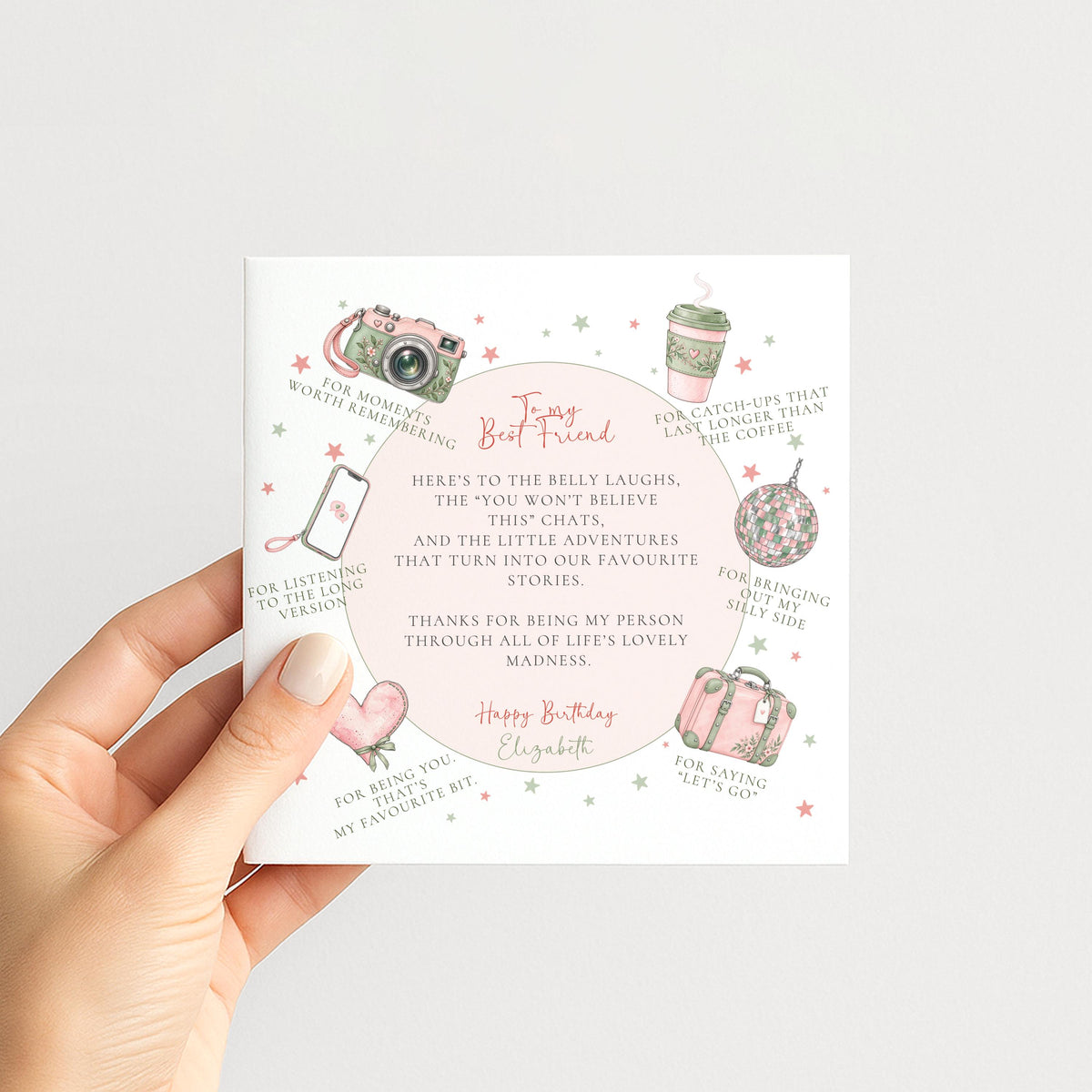 Personalised Best Friend Birthday Card, Heartfelt Funny Poem Card, Custom Name Card For Her