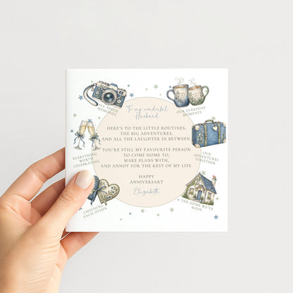 Personalised Husband Anniversary Card, Little Routines Poem, Custom Name Romantic Anniversary Card