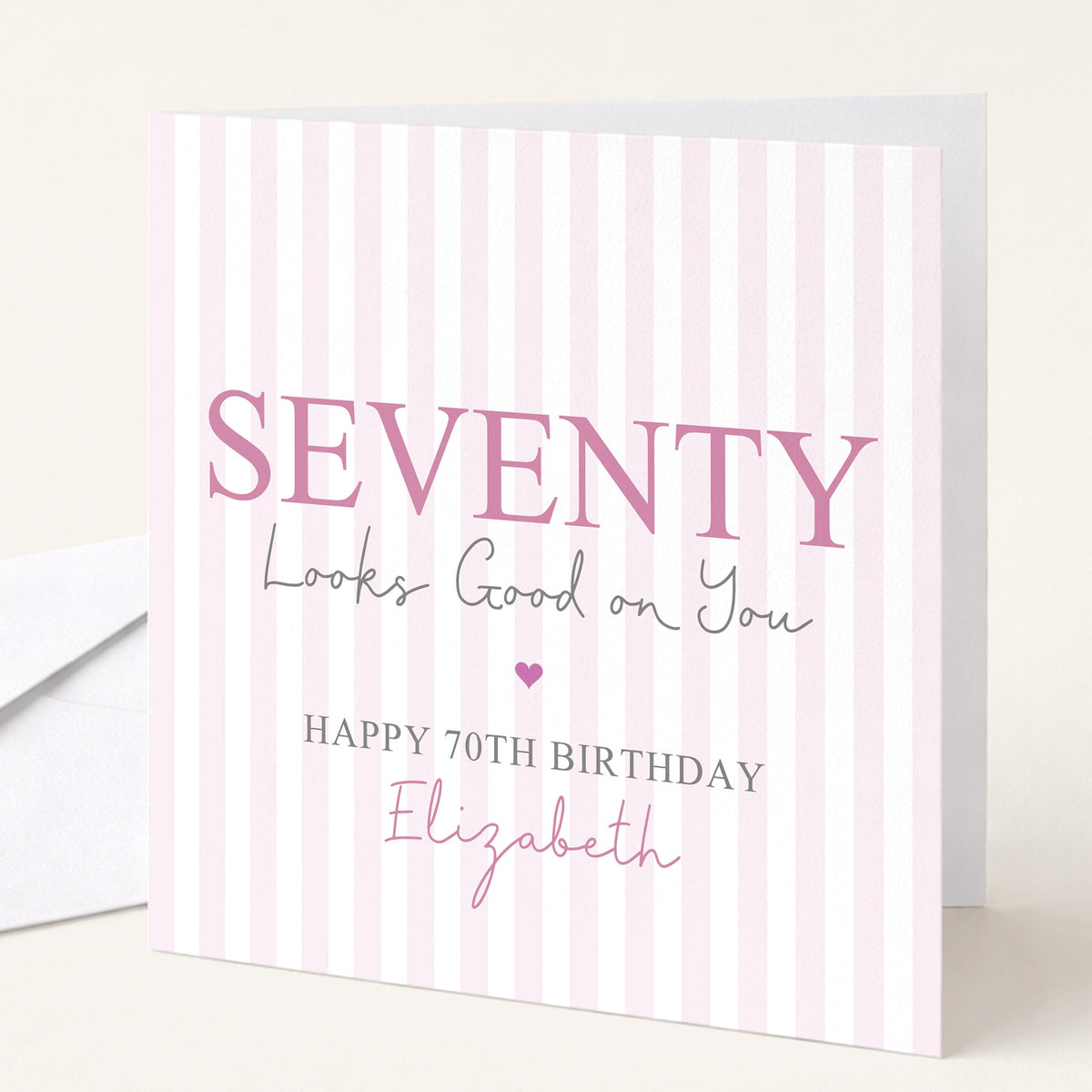 Personalised 70th Birthday Card For Her, Seventy Looks Good On You, Terrific Seventy Custom Name Birthday Card