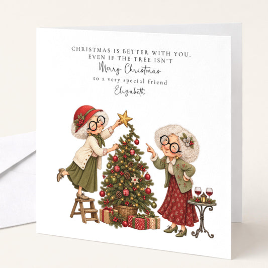 Personalised Best Friend Christmas Card, Funny Friend Christmas Card, Custom Name Card, Christmas Is Better With You