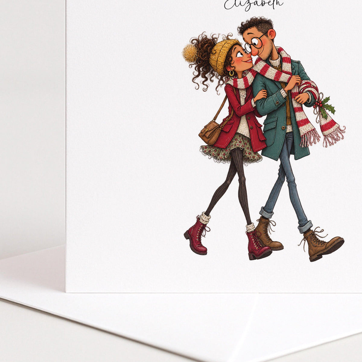 Personalised Partner Christmas Card, Favourite Person To Get Tangled Up With, Custom Name Card