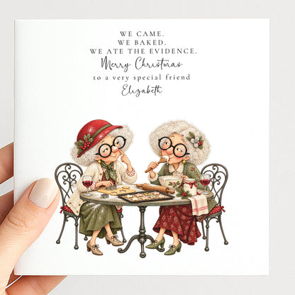 Personalised Best Friend Christmas Card, We Baked We Ate The Evidence, Funny Custom Name Card