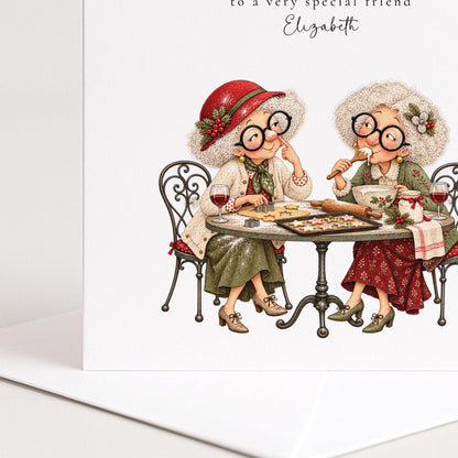 Personalised Best Friend Christmas Card, We Baked We Ate The Evidence, Funny Custom Name Card