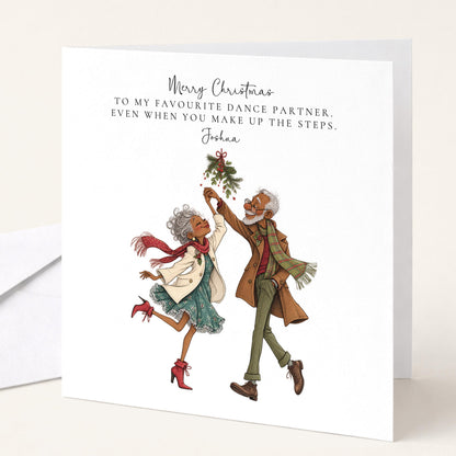 Personalised Husband Christmas Card, Favourite Dance Partner Funny Card, Custom Name Card