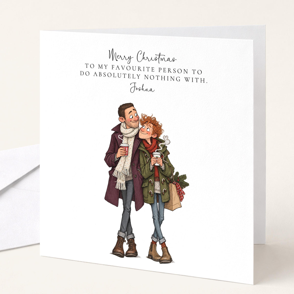 Personalised Boyfriend Christmas Card, Favourite Person To Do Nothing With, Custom Name Card