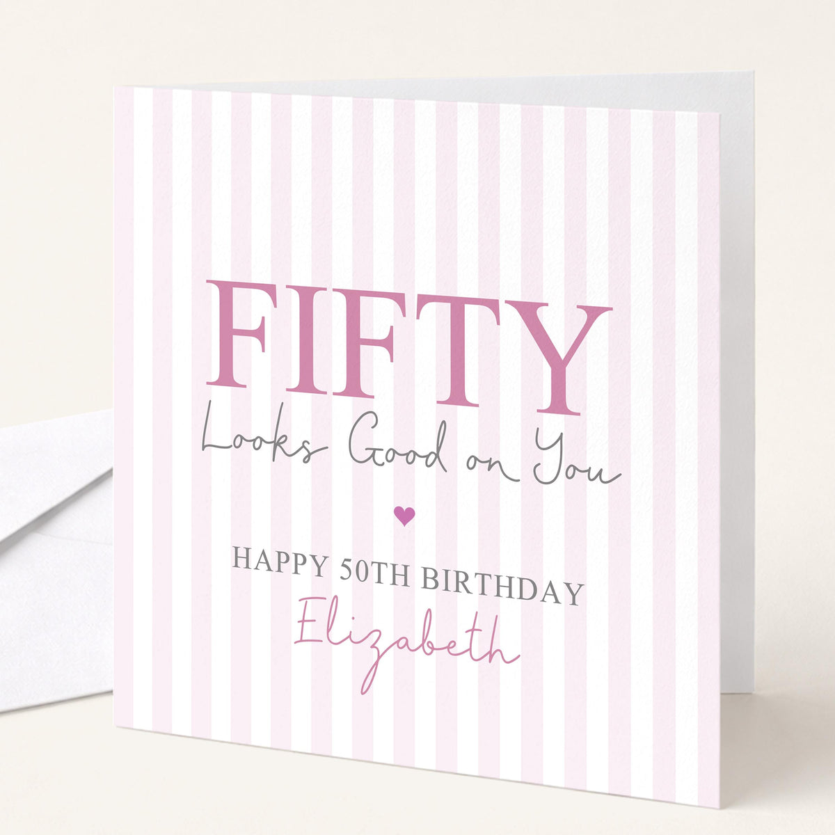 Personalised 50th Birthday Card For Her, Fifty Looks Good On You, Fabulous Fifty Custom Name Birthday Card