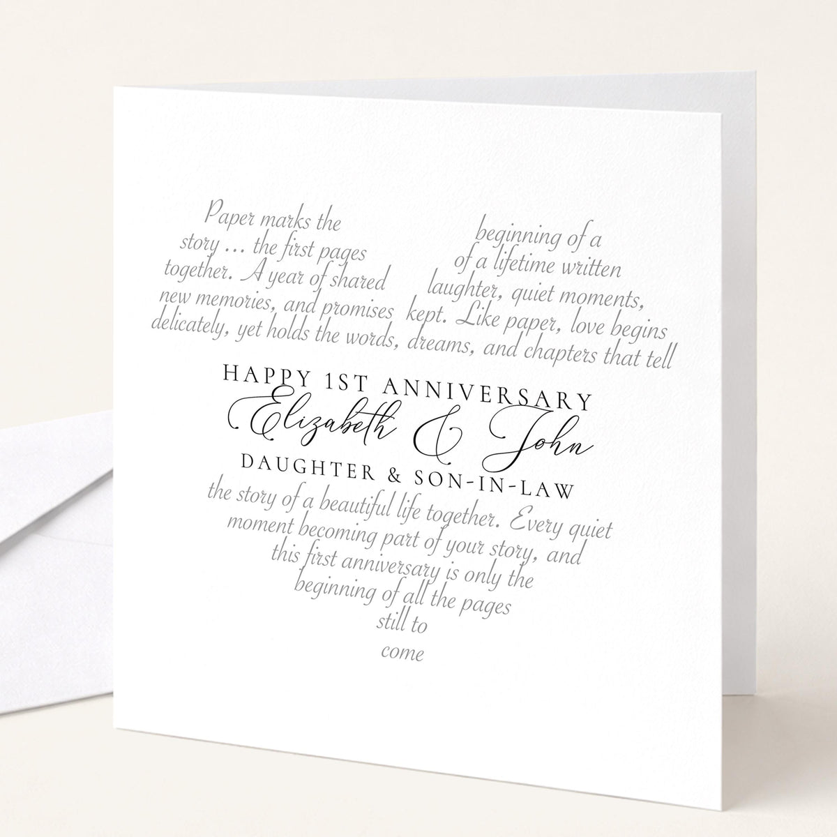 Personalised 1st Anniversary Card Daughter and Son In Law, First Anniversary Card From Parents, Paper Anniversary Card Couple