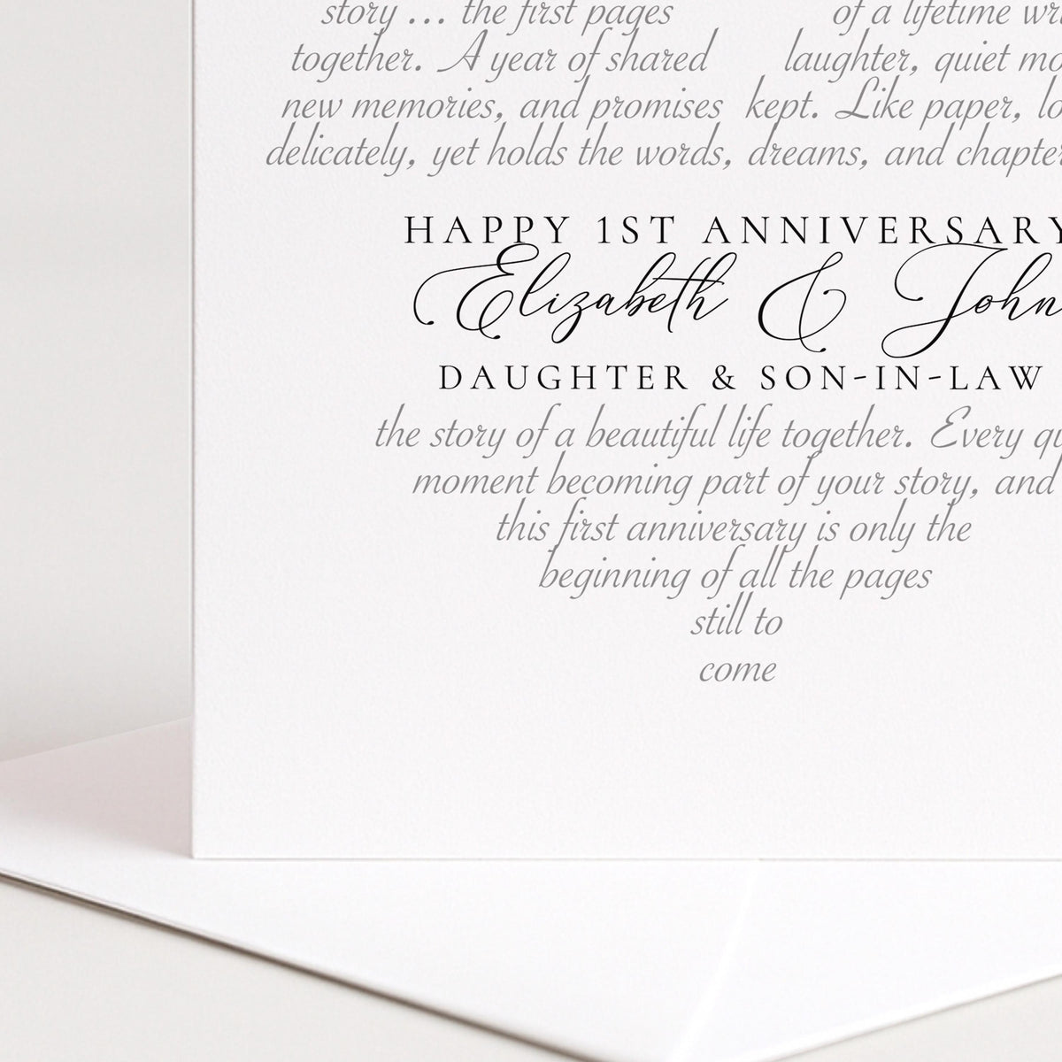 Personalised 1st Anniversary Card Daughter and Son In Law, First Anniversary Card From Parents, Paper Anniversary Card Couple