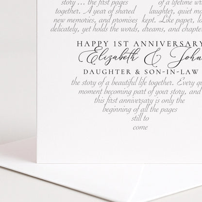 Personalised 1st Anniversary Card Daughter and Son In Law, First Anniversary Card From Parents, Paper Anniversary Card Couple