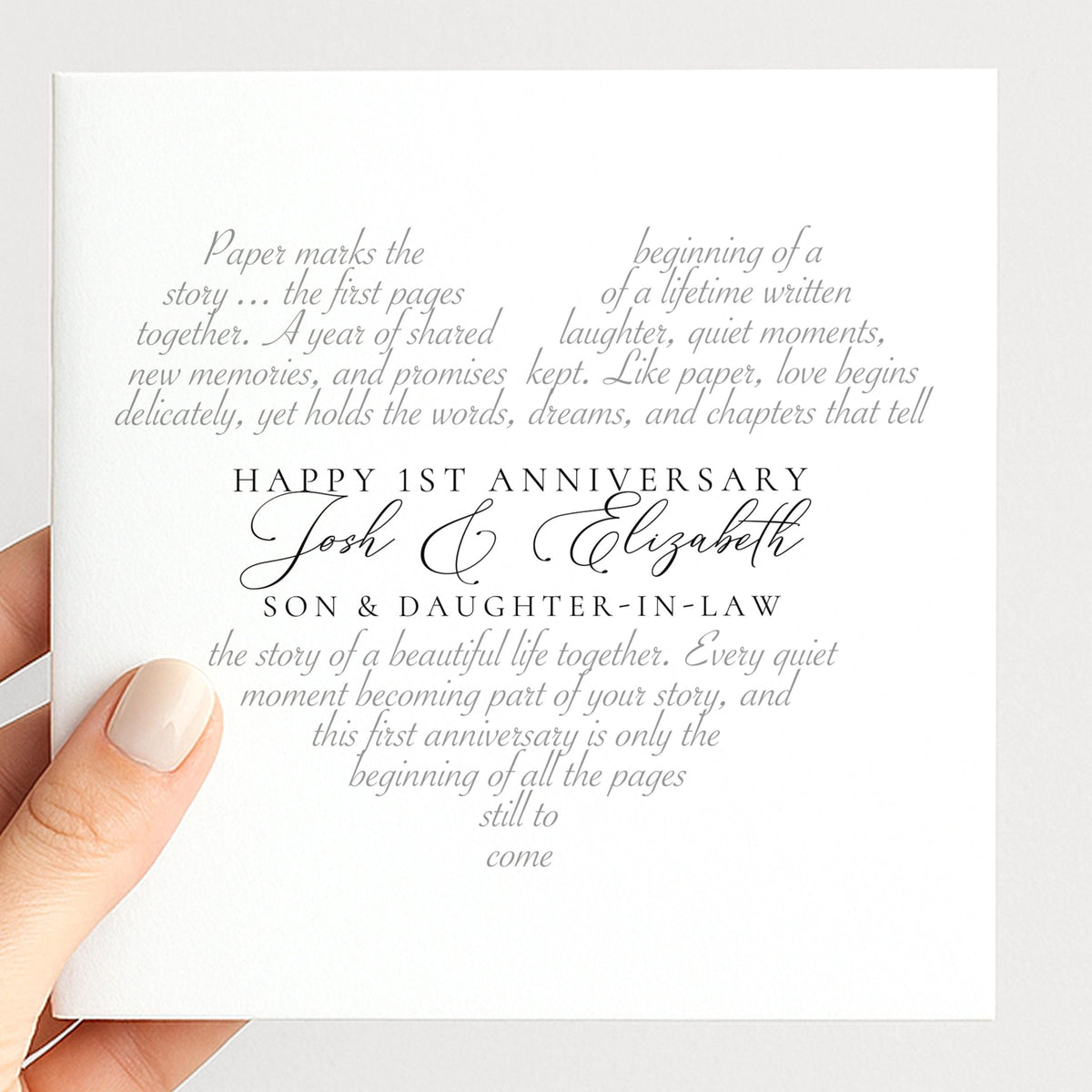 Personalised 1st Anniversary Card Son and Daughter-in-Law, First Anniversary Card From Parents, Paper Anniversary Card Couple
