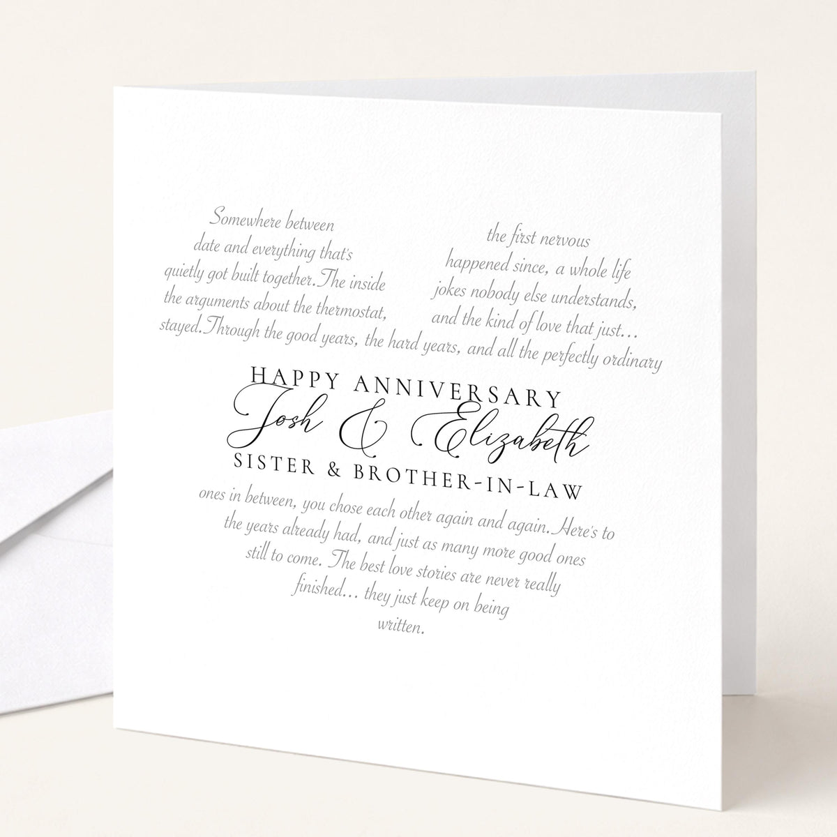 Personalised Anniversary Card, Sister & Brother-in-Law, Wedding Anniversary Custom Names Card