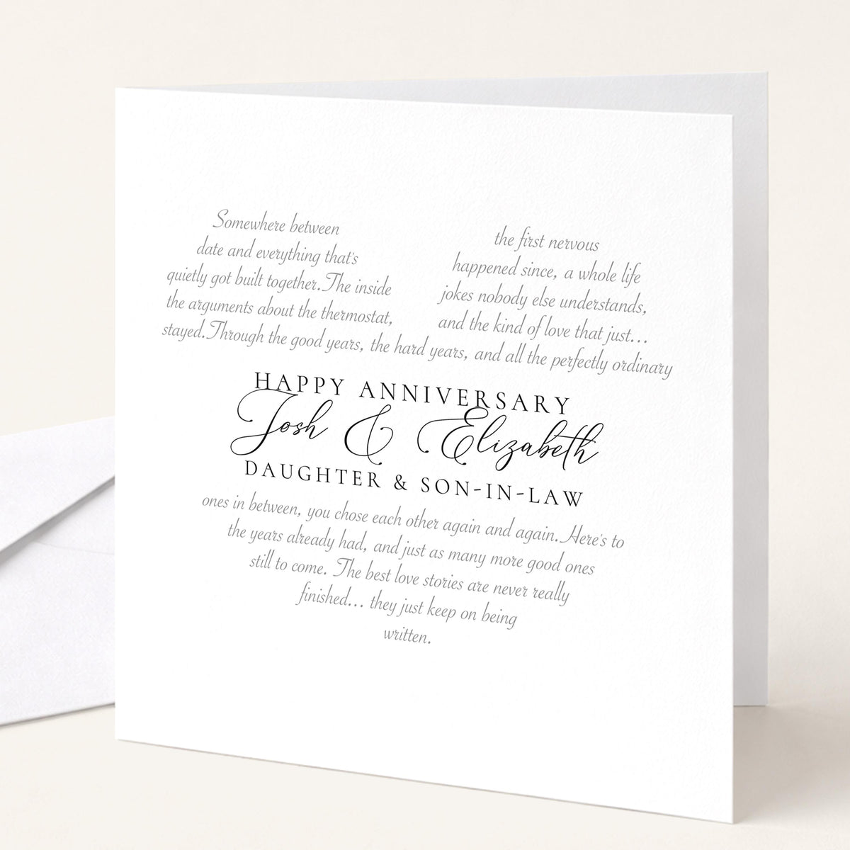 Personalised Anniversary Card, Daughter & Son-in-Law, Wedding Anniversary Custom Names Card