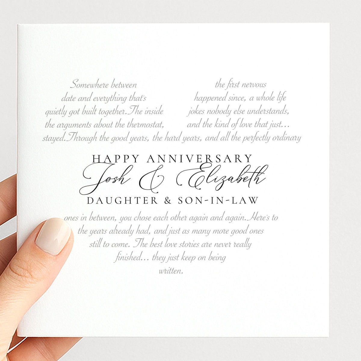Personalised Anniversary Card, Daughter & Son-in-Law, Wedding Anniversary Custom Names Card