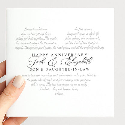 Personalised Anniversary Card, Son & Daughter-in-Law, Wedding Anniversary Custom Names Card