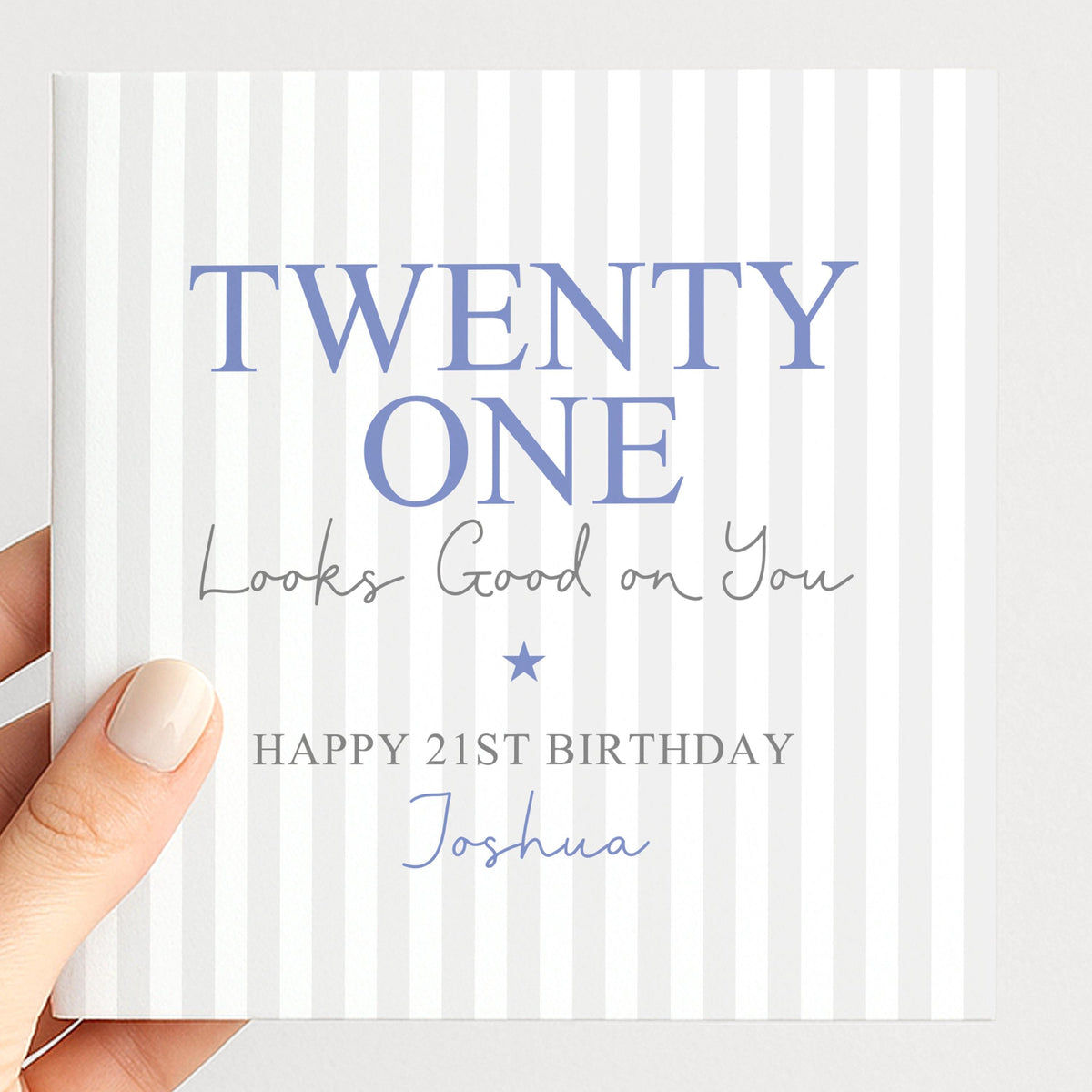 Personalised 21st Birthday Card For Him, Twenty One Looks Good On You, Custom Name Milestone Birthday Card
