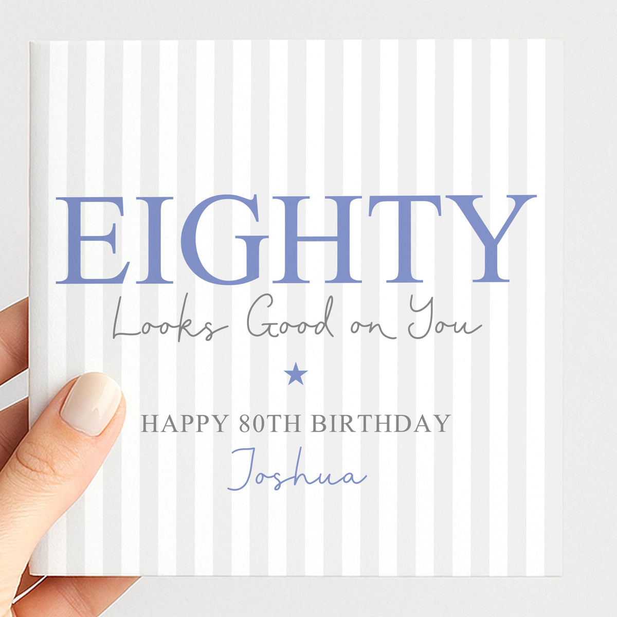 Personalised 80th Birthday Card For Him, Eighty Looks Good On You, Ageless Eighty Custom Name Birthday Card