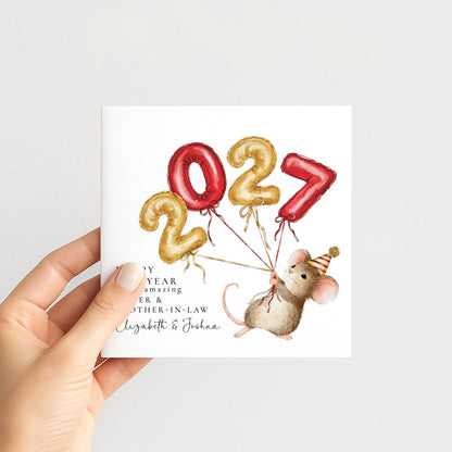 Personalised Happy New Year 2027 Hand Drawn Xmas Card, Custom Name Christmas Card, Sister and Brother-in-law WhimsiLilley