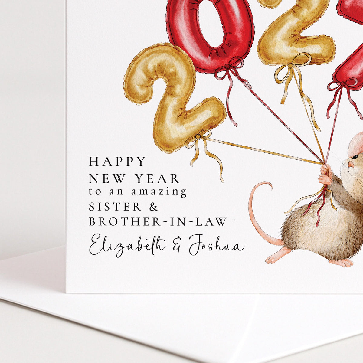 Personalised Happy New Year 2027 Hand Drawn Xmas Card, Custom Name Christmas Card, Sister and Brother-in-law WhimsiLilley