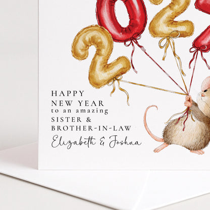 Personalised Happy New Year 2027 Hand Drawn Xmas Card, Custom Name Christmas Card, Sister and Brother-in-law WhimsiLilley