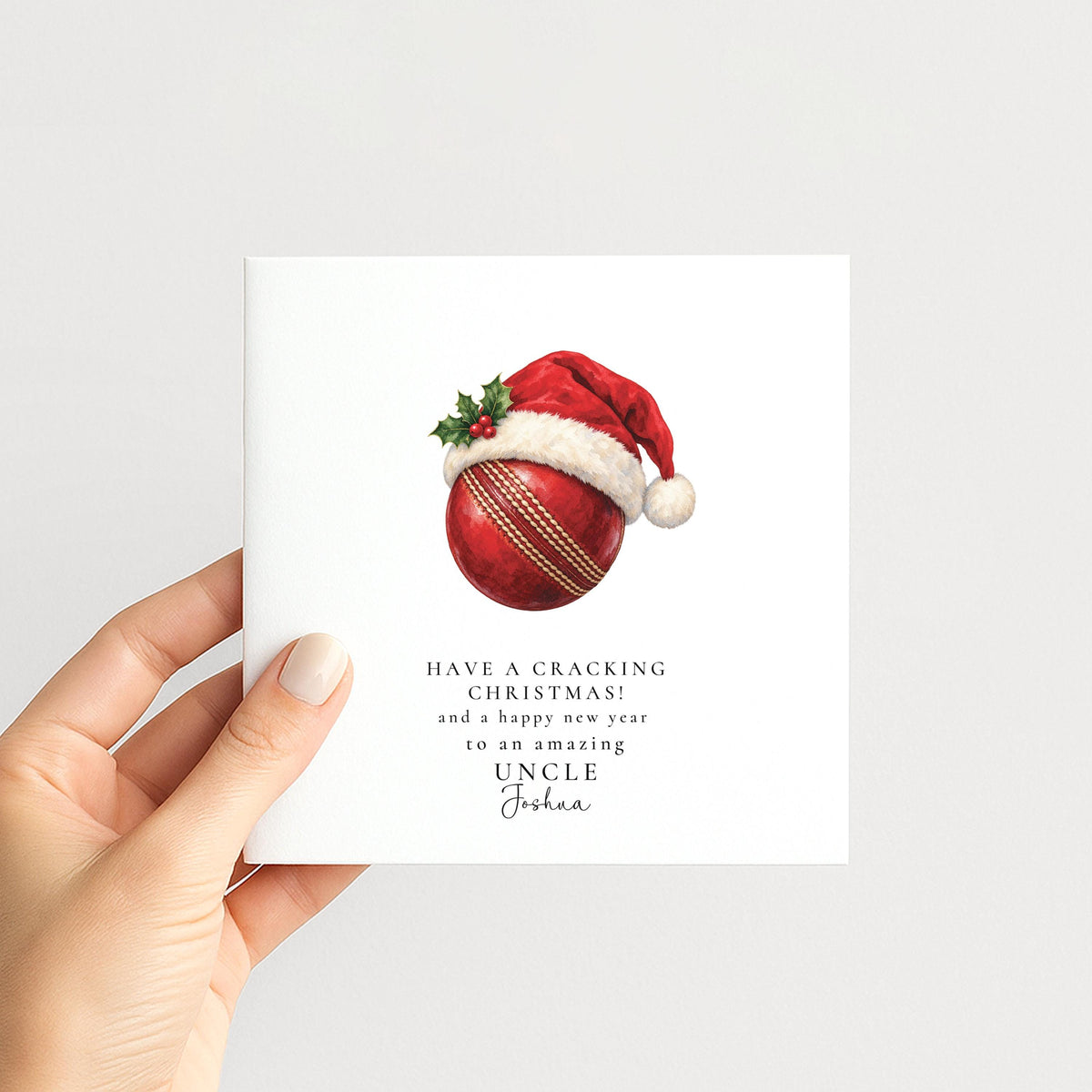 Personalised Brother Christmas Card, Cricket Santa Hat, Have A Cracking Christmas, Custom Name Card WhimsiLilley