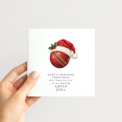 Personalised Brother Christmas Card, Cricket Santa Hat, Have A Cracking Christmas, Custom Name Card WhimsiLilley