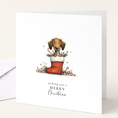 Sausage Dog Christmas Cards Pack of 6, Dachshund Xmas Cards, Funny Dog Christmas Card Multipack, Set of 6 Cards, No Personalisation WhimsiLilley