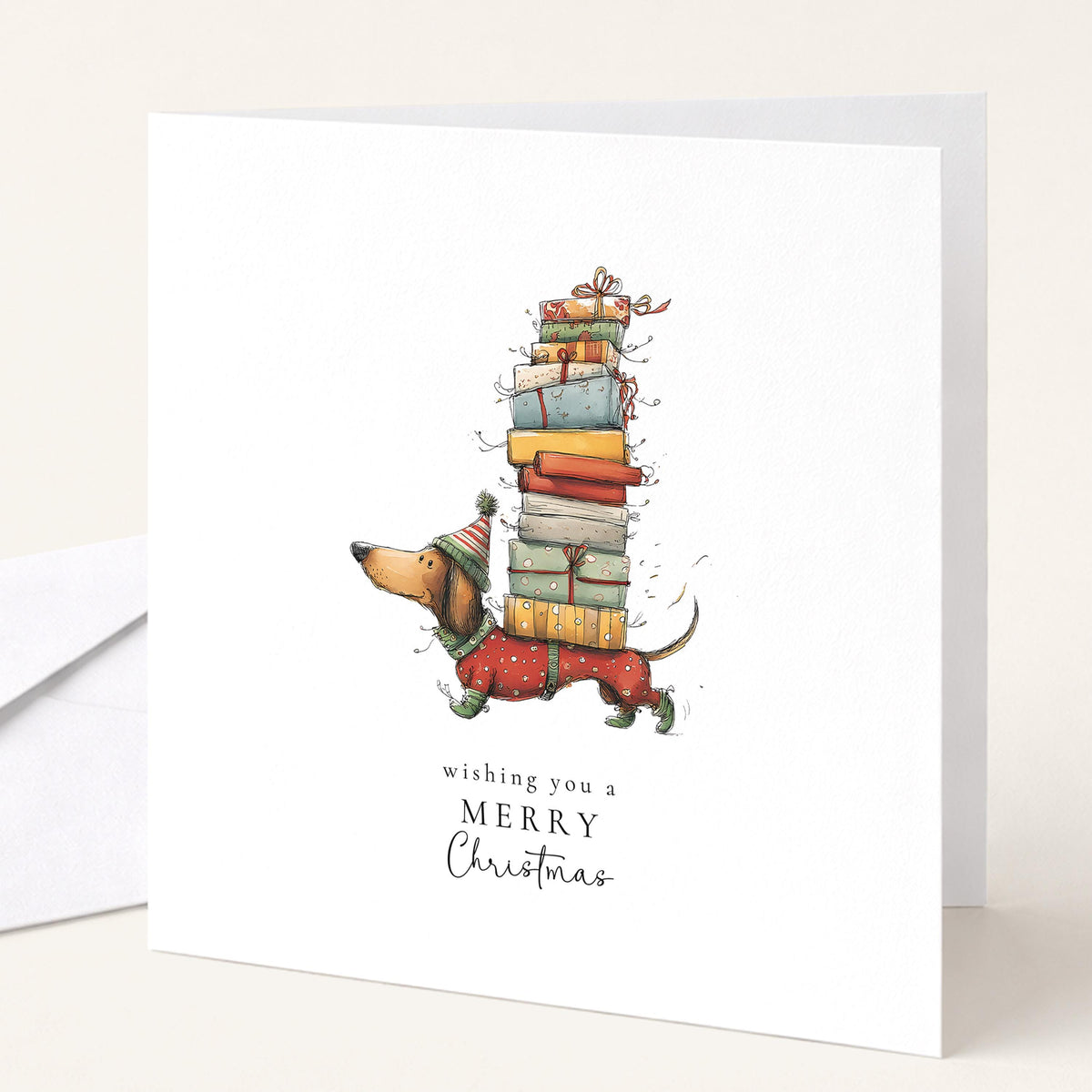 Sausage Dog Christmas Cards Pack of 6, Dachshund Xmas Cards, Funny Dog Christmas Card Multipack, Set of 6 Cards, No Personalisation WhimsiLilley