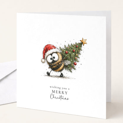 Bumble Bee Christmas Cards Pack of 6, Funny Bee Xmas Cards, Cute Bee Christmas Card Multipack, Set of 6 Cards, No Personalisation WhimsiLilley