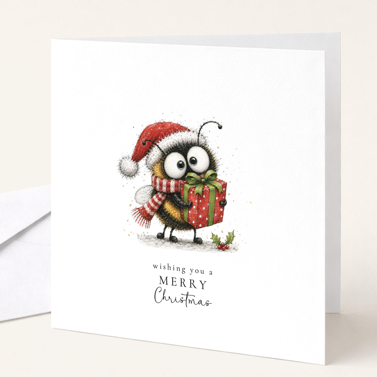 Bumble Bee Christmas Cards Pack of 6, Funny Bee Xmas Cards, Cute Bee Christmas Card Multipack, Set of 6 Cards, No Personalisation WhimsiLilley