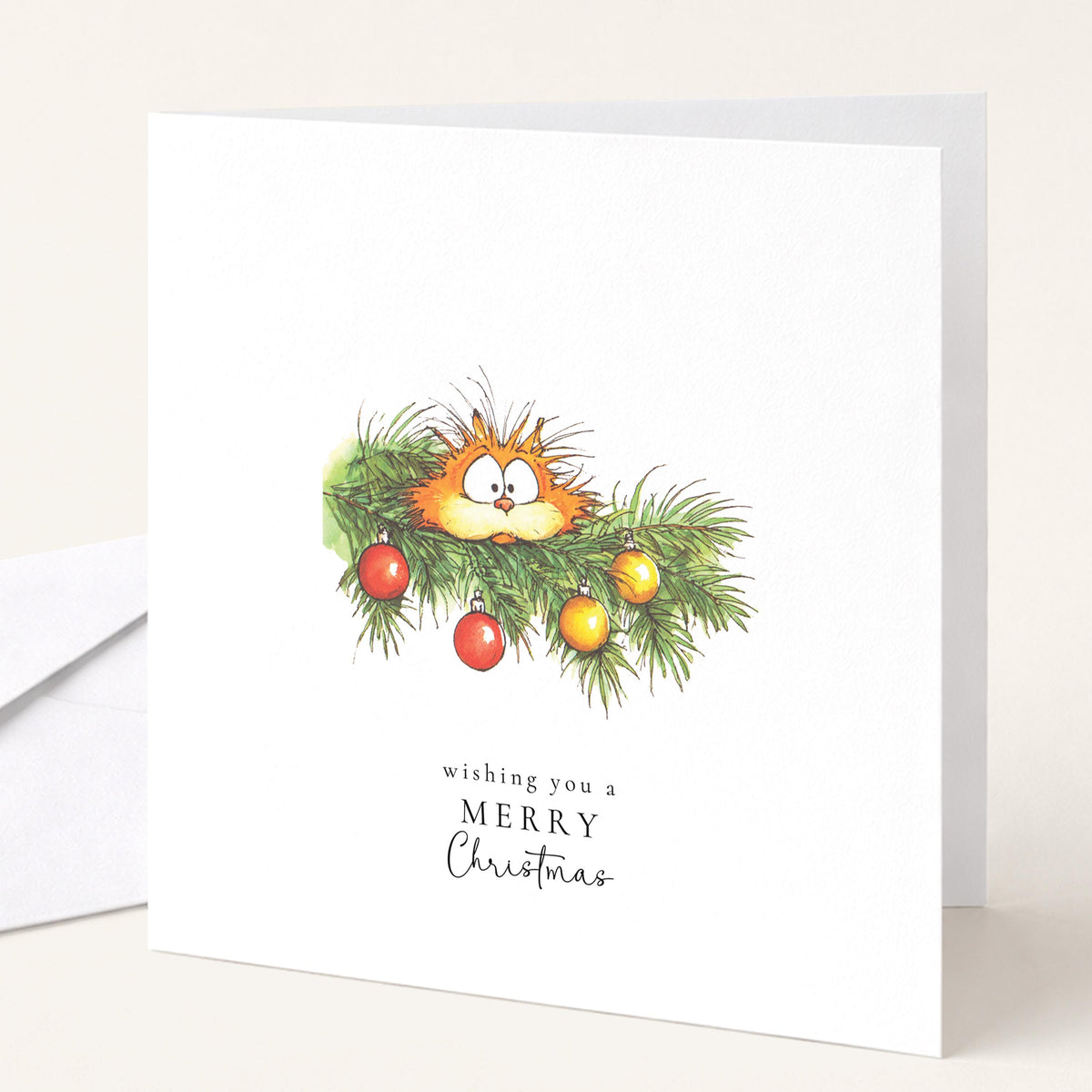 Funny Cat Christmas Cards Pack of 6, Cat Lover Xmas Cards, Naughty Cat Christmas Tree Cards, Set of 6 Cards, No Personalisation WhimsiLilley