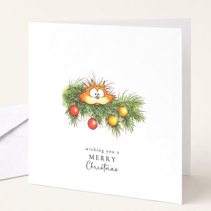 Funny Cat Christmas Cards Pack of 6, Cat Lover Xmas Cards, Naughty Cat Christmas Tree Cards, Set of 6 Cards, No Personalisation WhimsiLilley